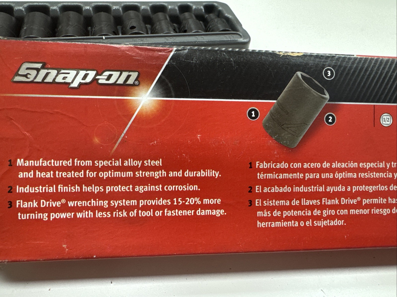 Snap-on 315IMMYA 1/2” Drive 15pc Metric Shallow Impact Socket Set 10-24mm Sealed