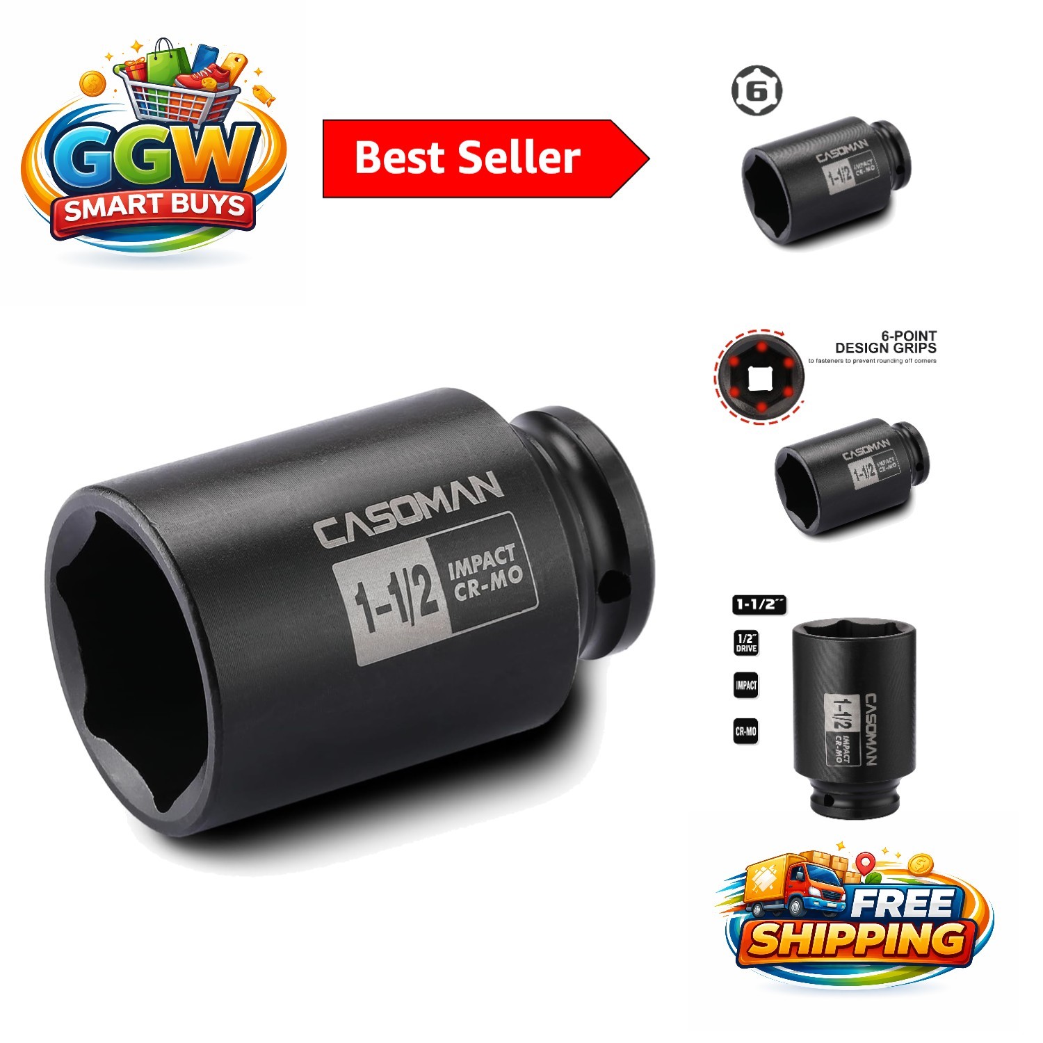 Corrosion-Resistant 1/2″ Drive Deep Impact Socket for Efficient Axle Nut Service
