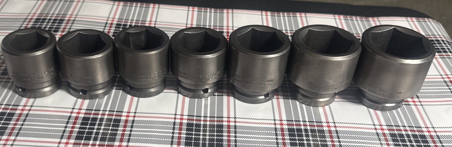NOS WRIGHT TOOL 7pc METRIC STD 6pt IMPACT SOCKET SET 3/4” Dr 32mm – 50mm USA