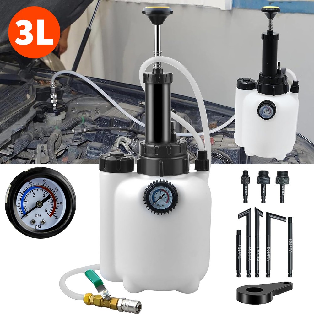 Transmission Oil Filling System Fluid Pump Manual Tool With 8pc ATF Adaptors 3L