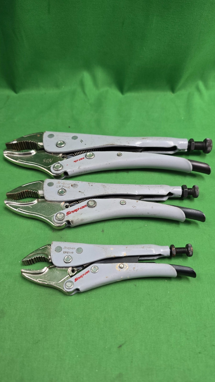 Snap-on Tools Spain 3 Piece Curved Jaw Locking Combo Pliers GOOD (E9)