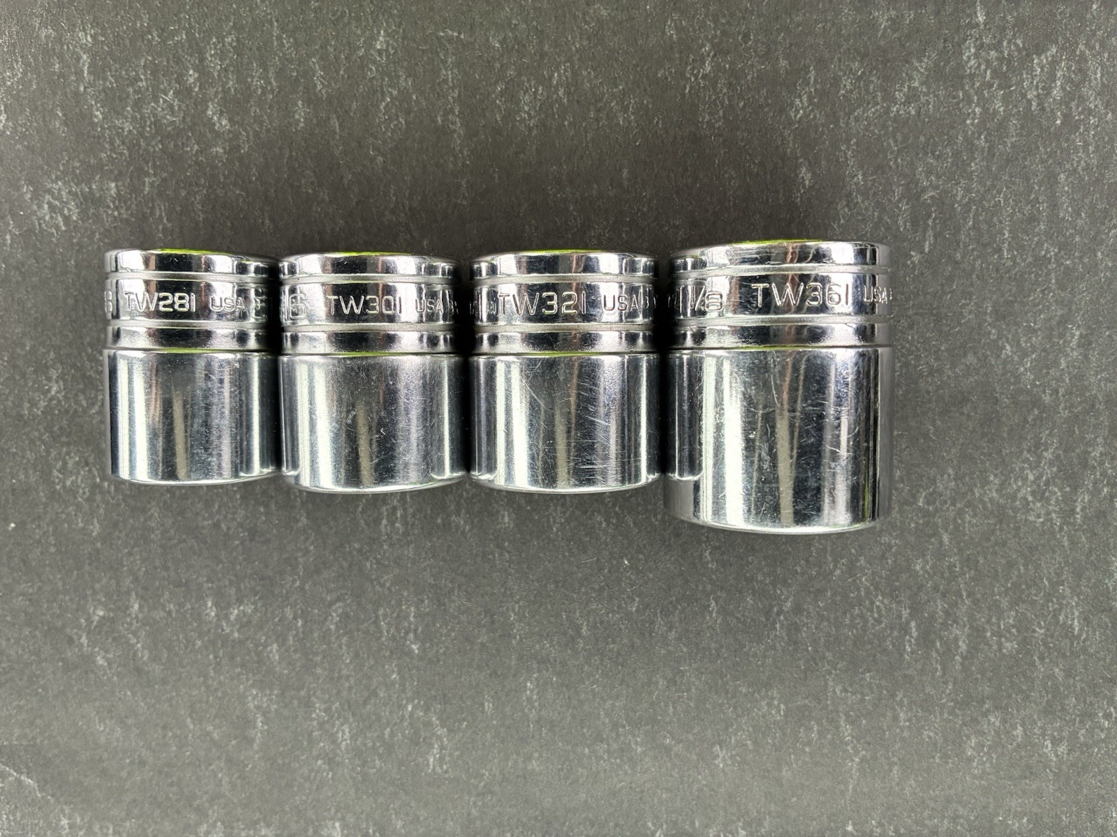 Snap On 1/2 Drive Sockets (Initials Scratched Into Sockets) 7/8 15/16 1 1-1/8