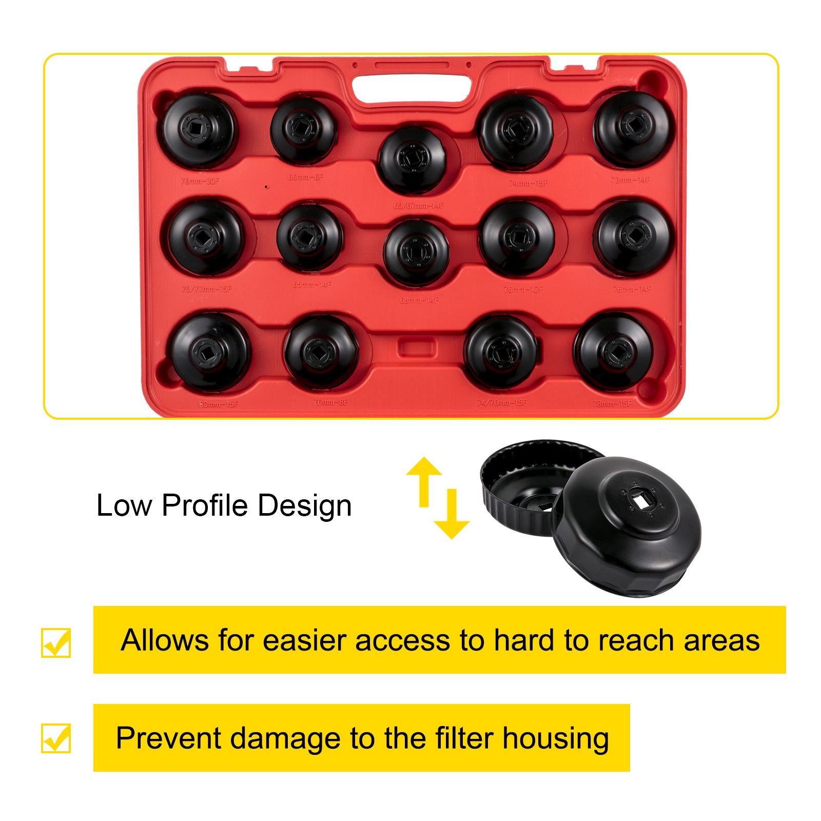 VEVOR Oil Filter Socket Set Cup Socket Tool Set 30 PCS Oil Filter Cap Wrench