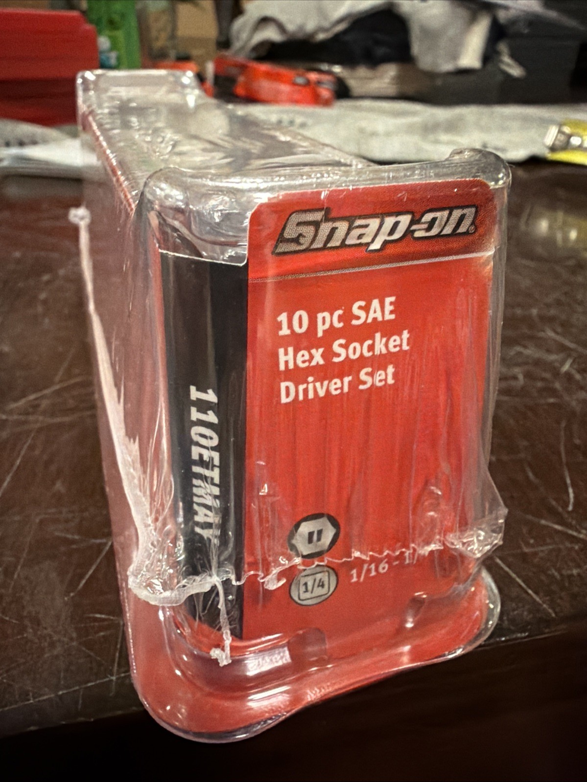 SNAP ON 110ETMAY 10 Piece SAE had Socket Driver Set . 1/4” Drive . 1/16-1/4”