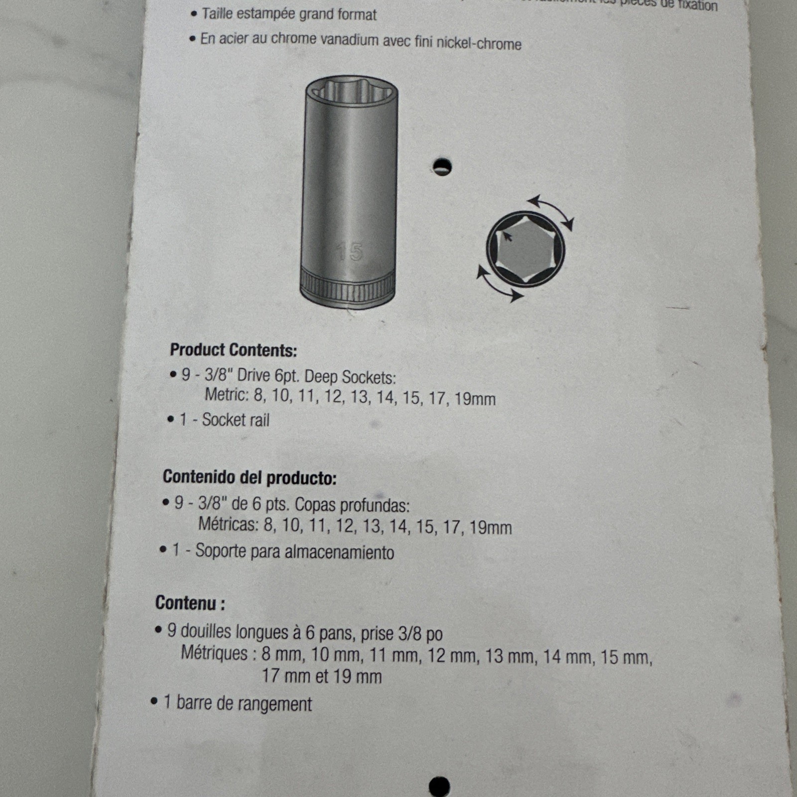 TEQ Correct By Gearwrench Deep Socket Set, Metric, 3/8 Drive, 9PC 8-19mm New