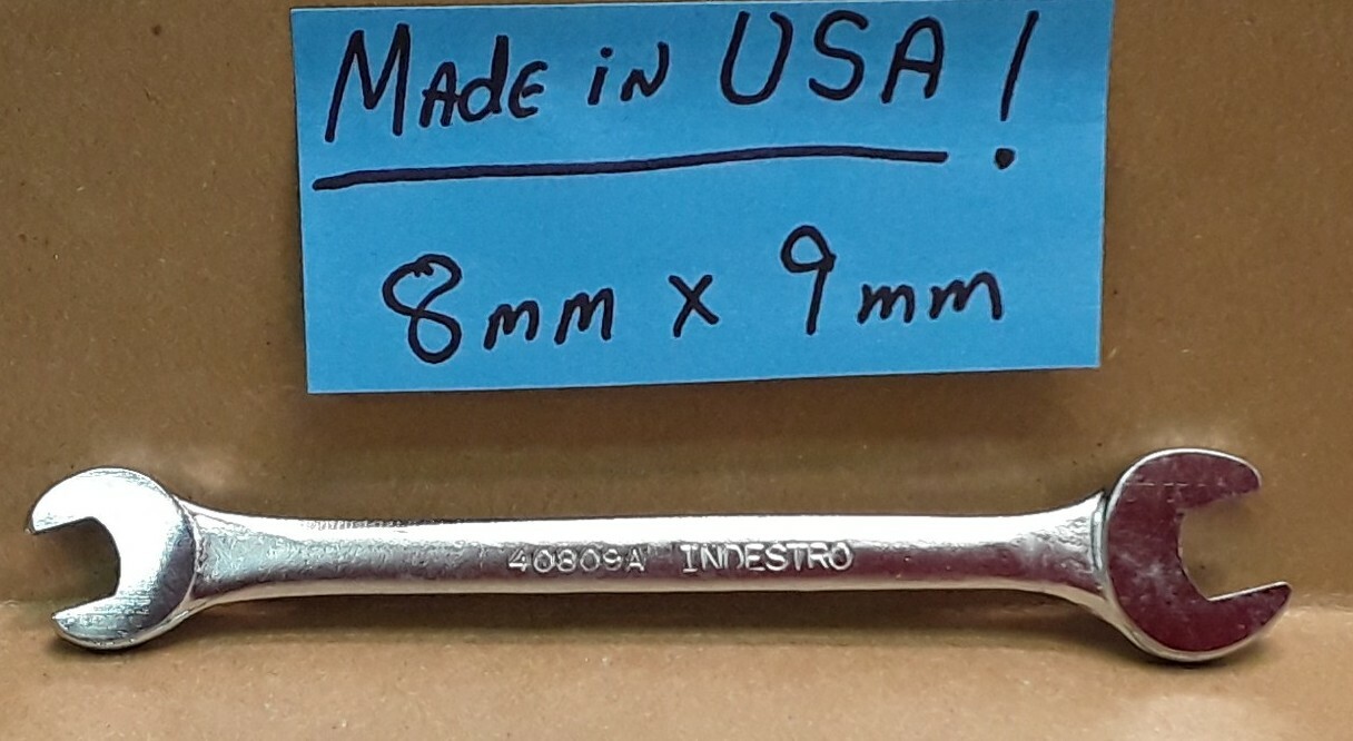 Indestro Duro 8mm x 9mm Metric Open End Wrench 40809A USA MADE