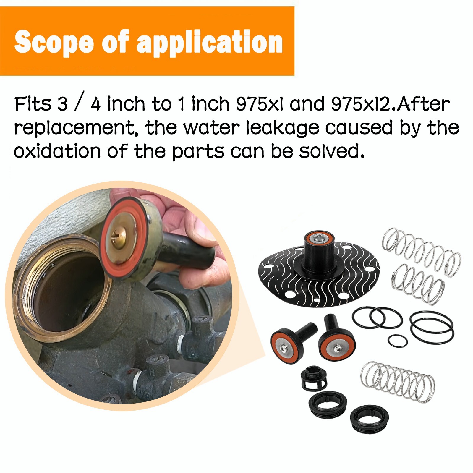 3/4″-1″ Replace for Wilkins 975XL and 975XL2 Complete Repair Kit compatible with