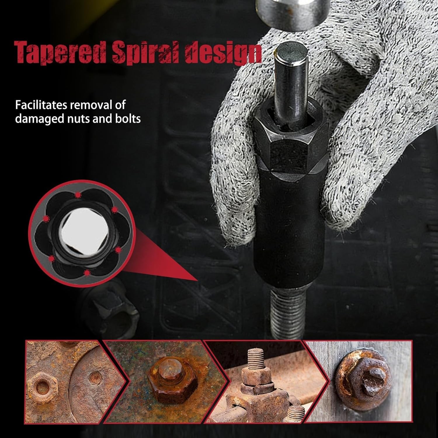 Bolt Extractor Kit for Deep Well Bolt, 11 Pcs Lug Nut Extractor Set, Deep Socket