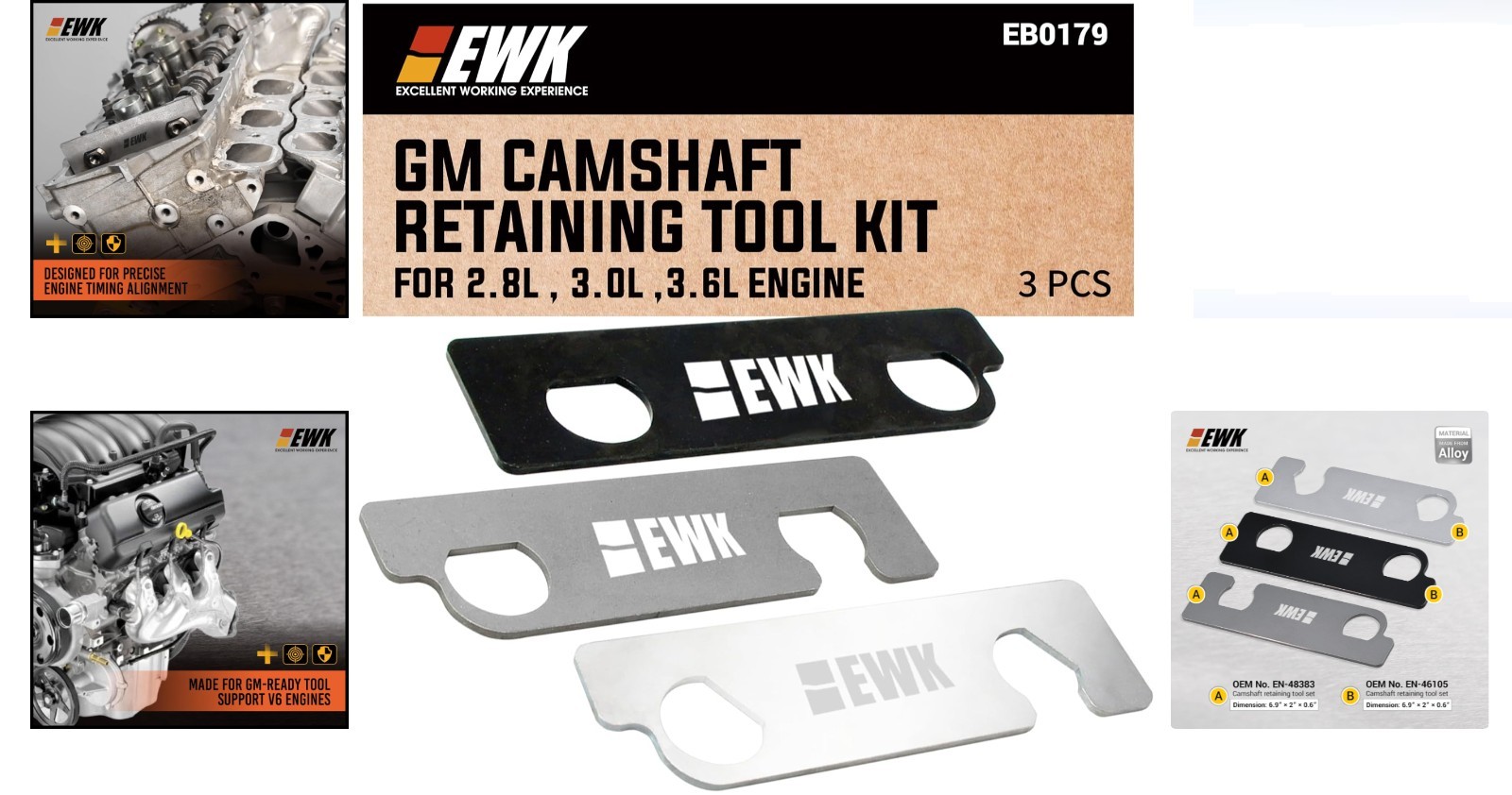 GM Camshaft Retaining Tool Kit EN 48383 EN 46105 for GM 2.8L 3.0L 3.6L V6 Cad…
