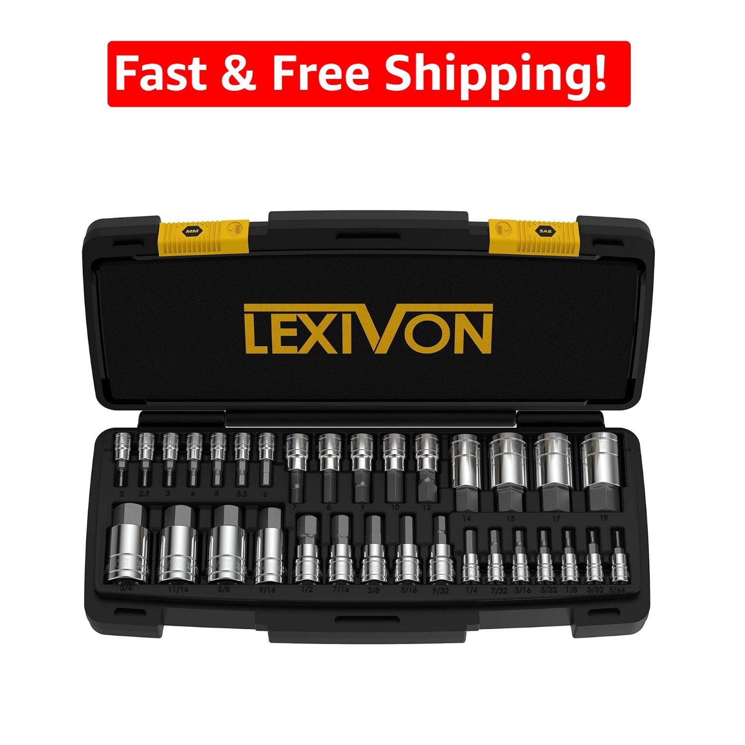 32-Piece Master HEX Bit Socket Set in S2 Alloy Steel with Storage Case