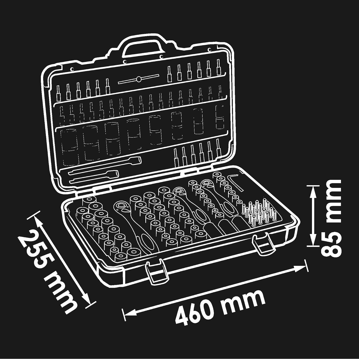 V2461N Socket Set I 172 Piece, with Reversible Ratchet and Extensions,…