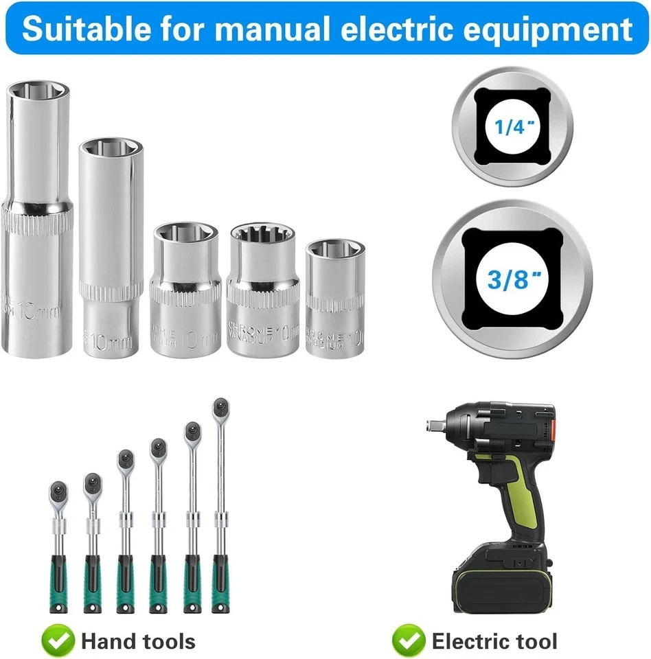 10-Piece] 10mm Socket Set, 1/4-Inch & 3/8-Inch Drive Impact Socket, 6-Point &…