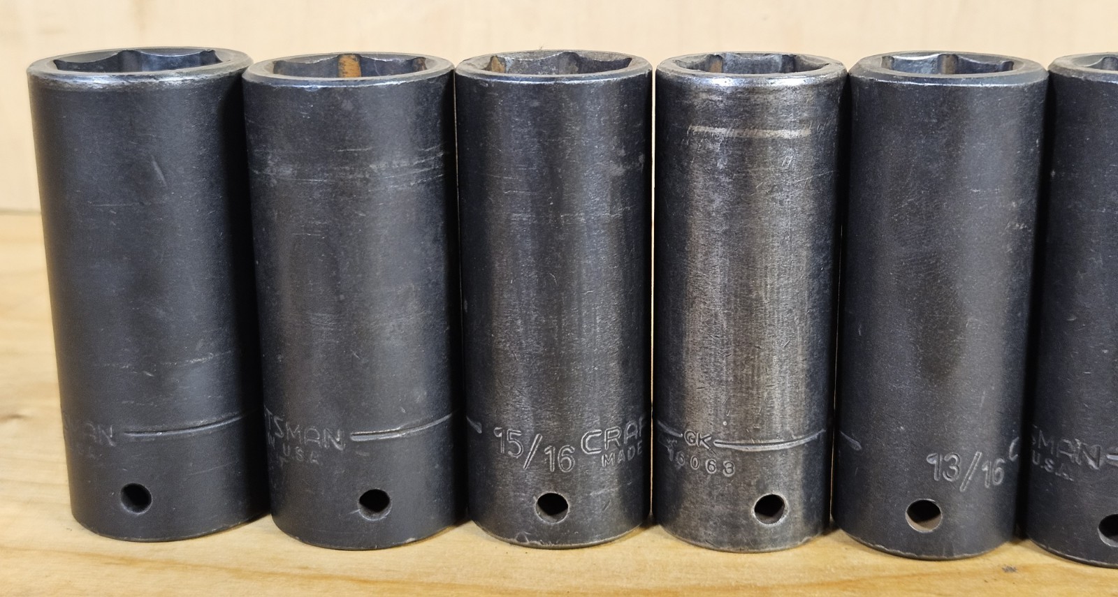 USA Used SAE Craftsman GK 1/2″ Drive Impact Socket Set 12 Pieces 3/8- 1 1/16