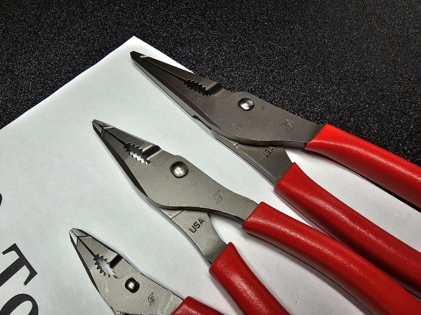 Snap-on Tools NEW 3pc RED Long Nose Slip Joint Plier Set LN44BCF LN47ACF LN46ACF