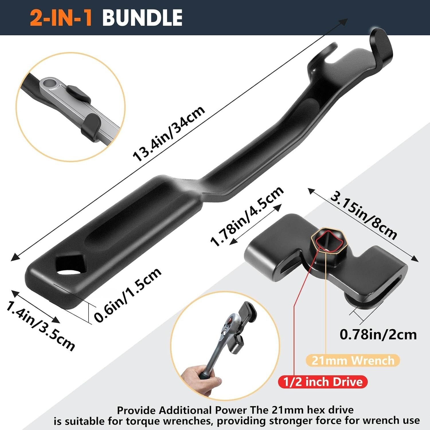 Wrench Extender & Wrench Extender Tool Bar Set 1/2″ Drive 13.5″ Wrench Extension