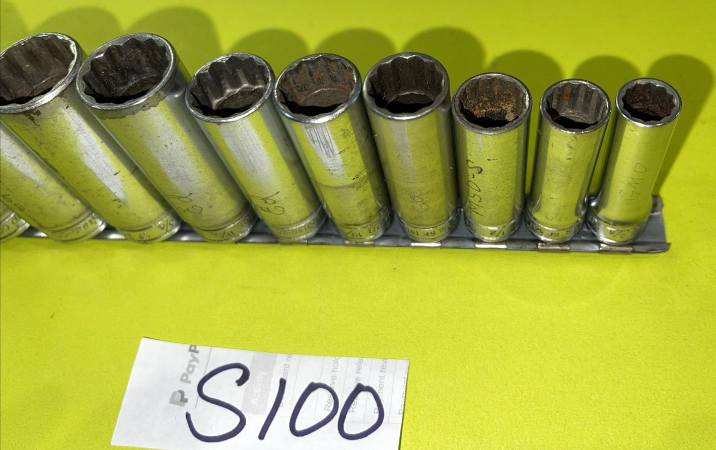 SNAP-ON TOOLS PIECE 3/8 DRIVE SAE. DEEP CHROME 12 POINT SOCKET SET