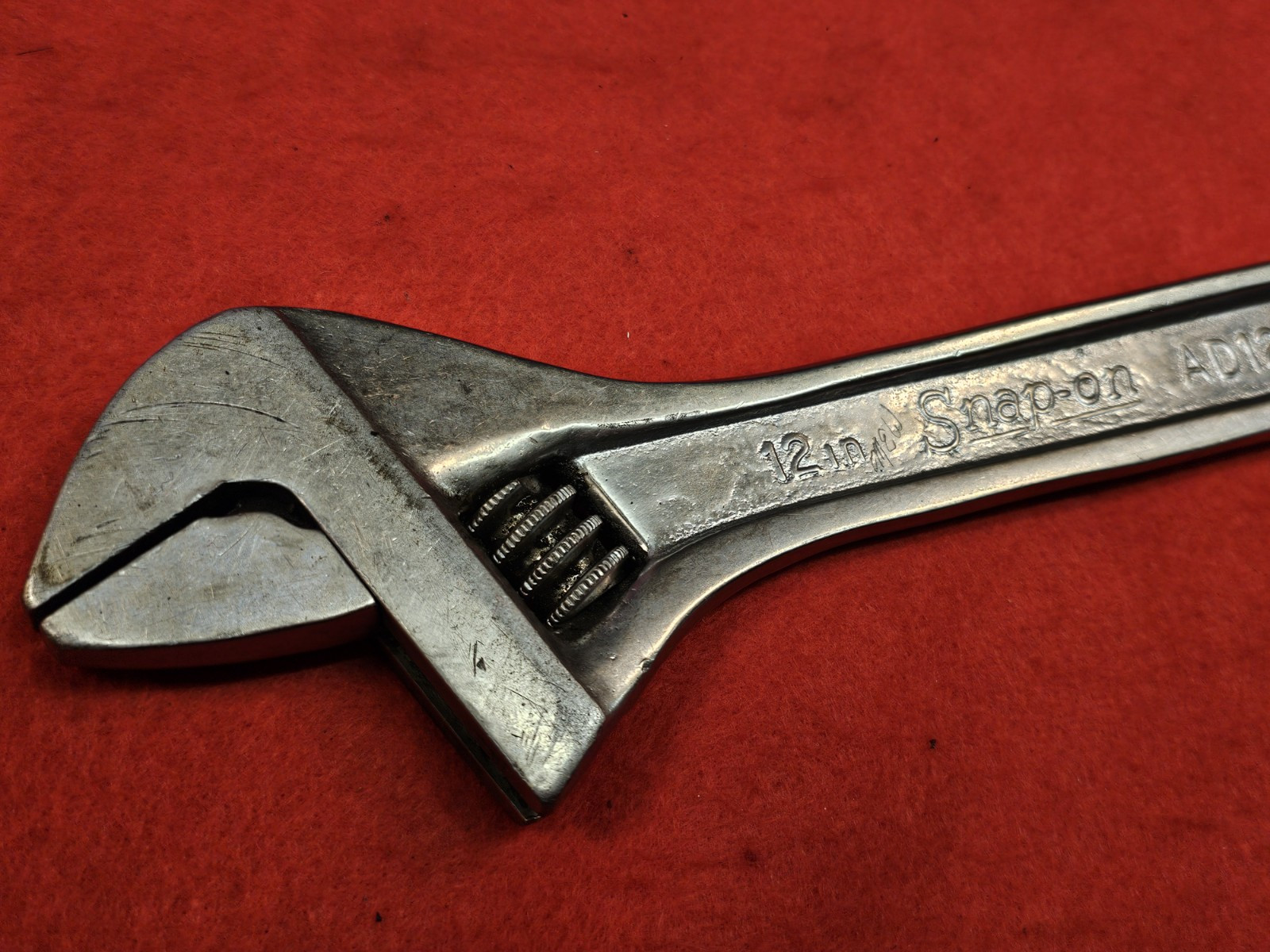 Vintage Snap-On Tools 12″ 300mm Adjustable Wrench Original AD12 USA *RARE*
