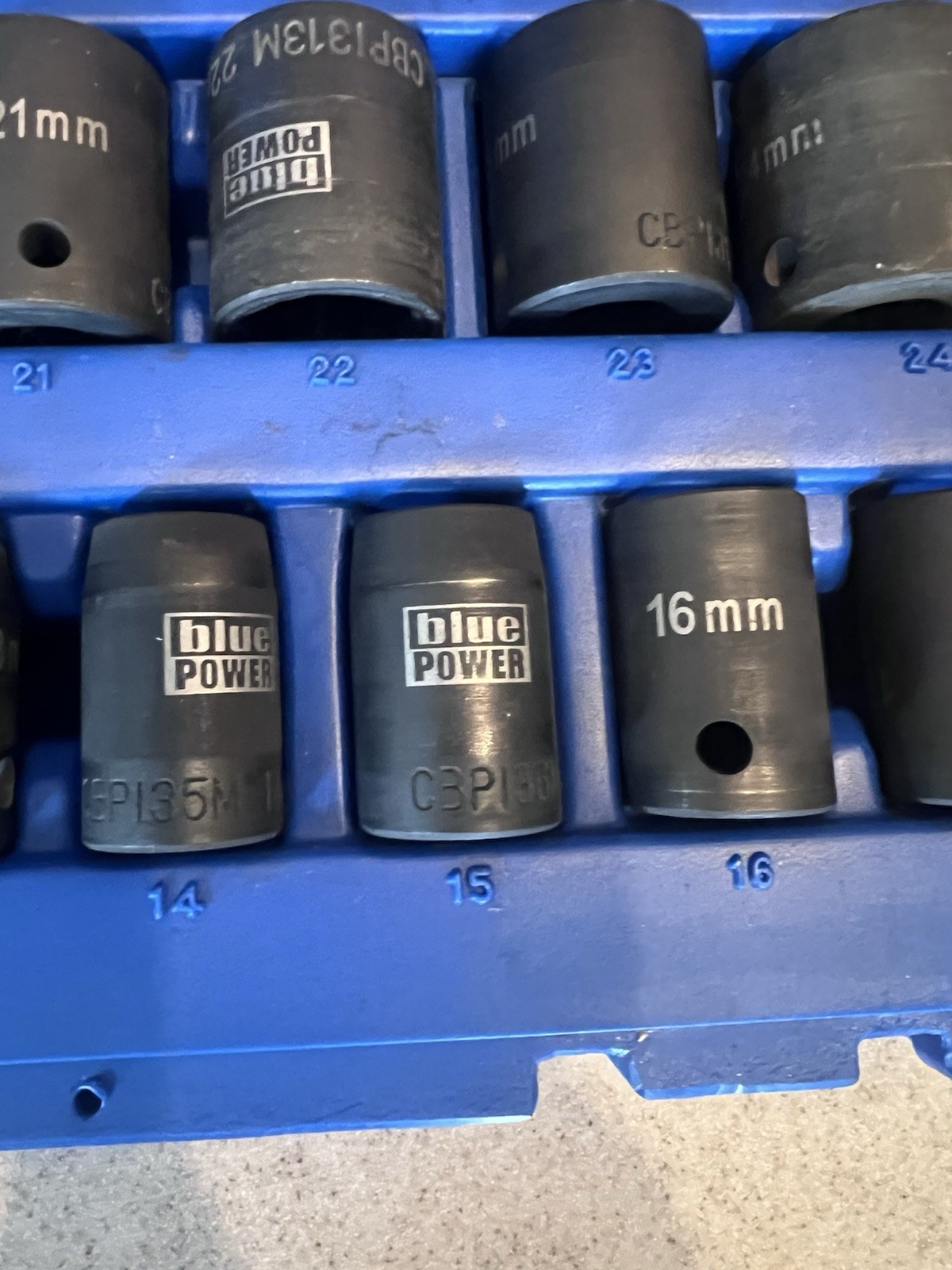 #bn386 Cornwell Blue Power CBPI3M 15pc Metric 1/2″ Driver Socket Set 10-24mm