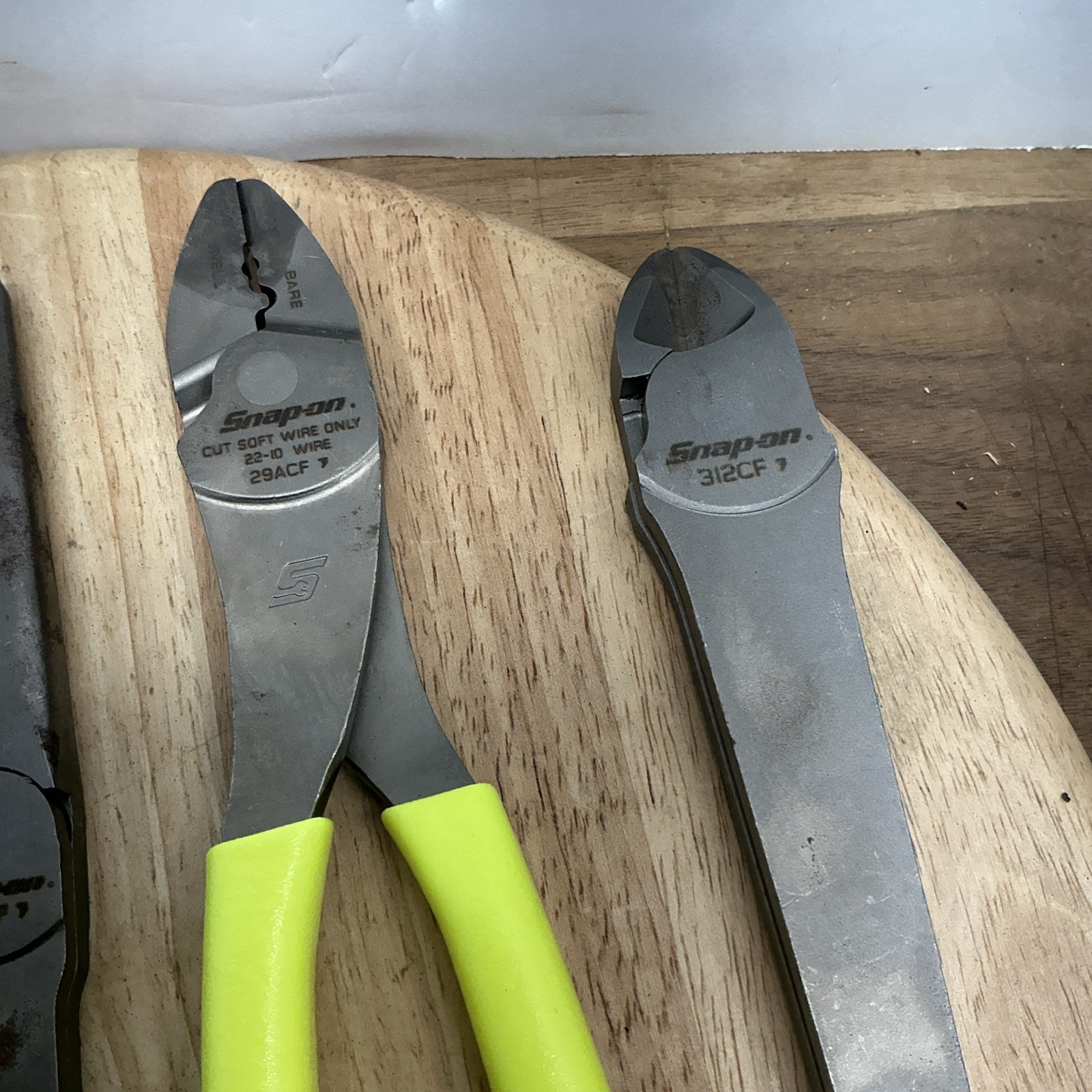 Snap on Tools 6-Piece Hi-Viz Yellow Plier Set Excellent Condition(Q)