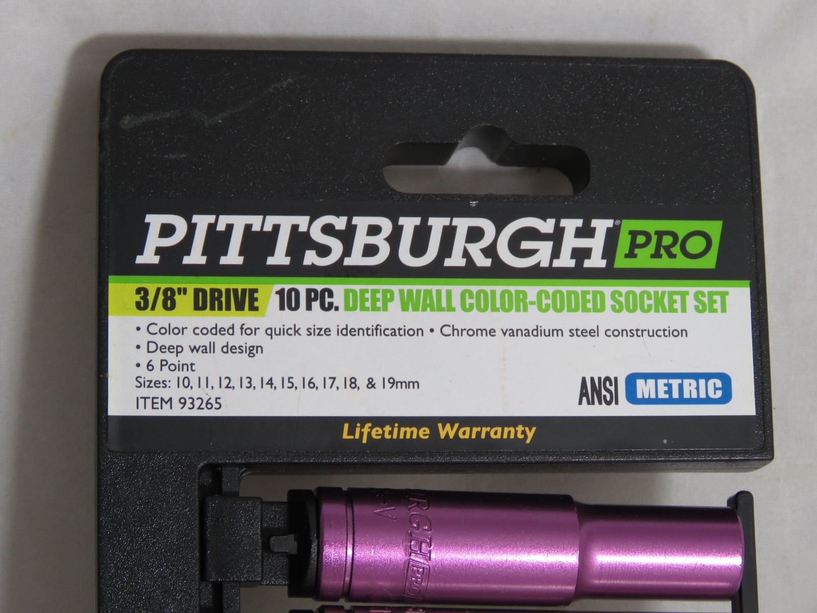 Pittsburg Pro 10 PC 3/8″ Drive Deep Wall Color Coded Metric Socket Set