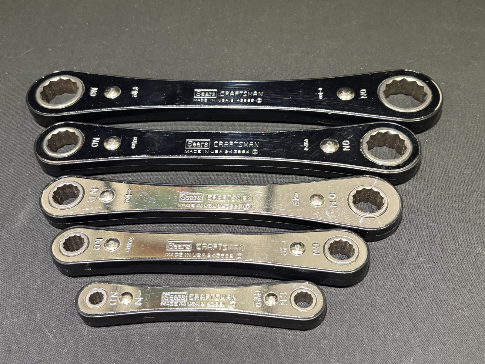 Vintage Sears Craftsman 12pt Ratcheting Box End Wrench Set of 5 SAE 1/4- 7/8 USA