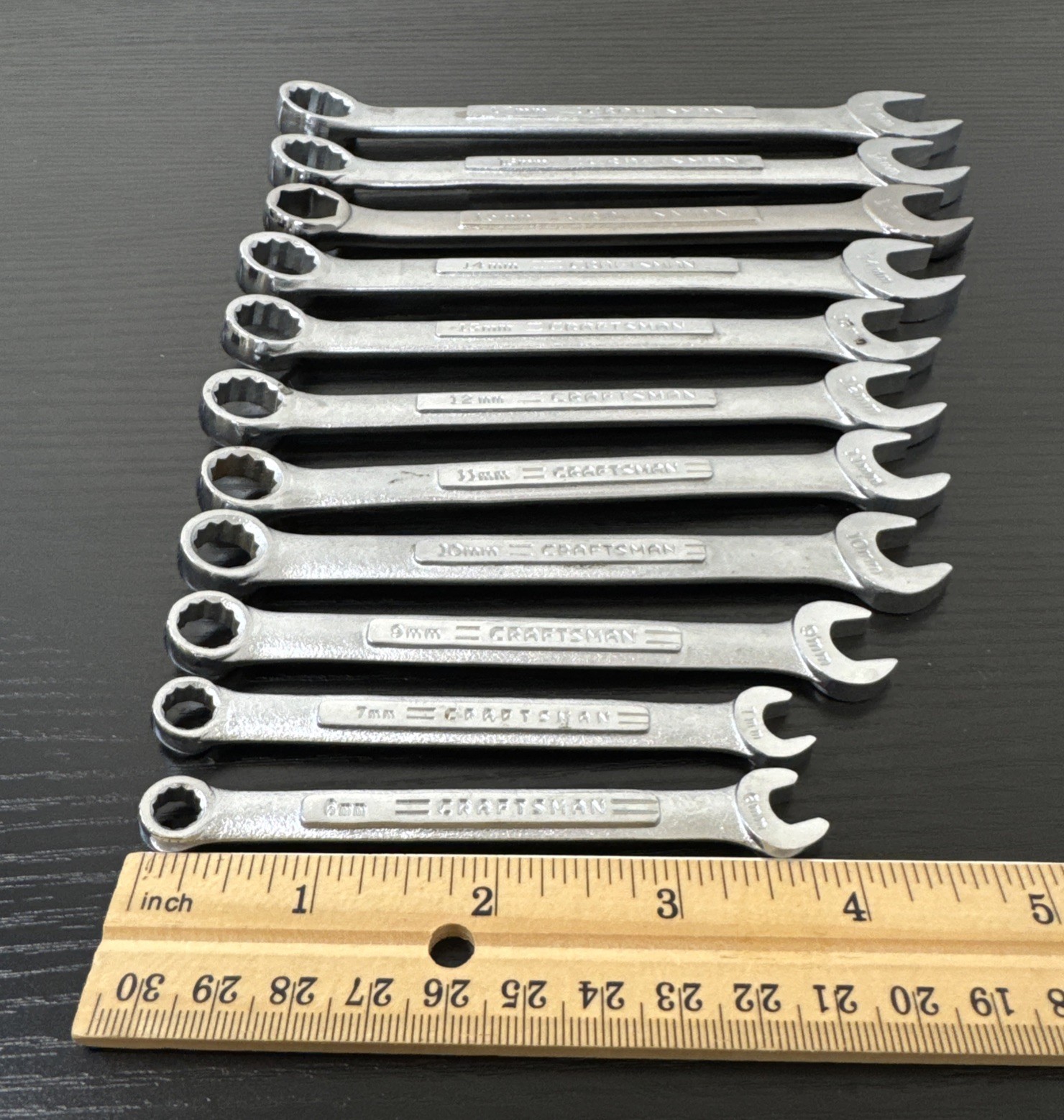 Craftsman USA V VV Metric Combination Wrench 11 Pc Set 12Pt 6mm Up To 17mm Read