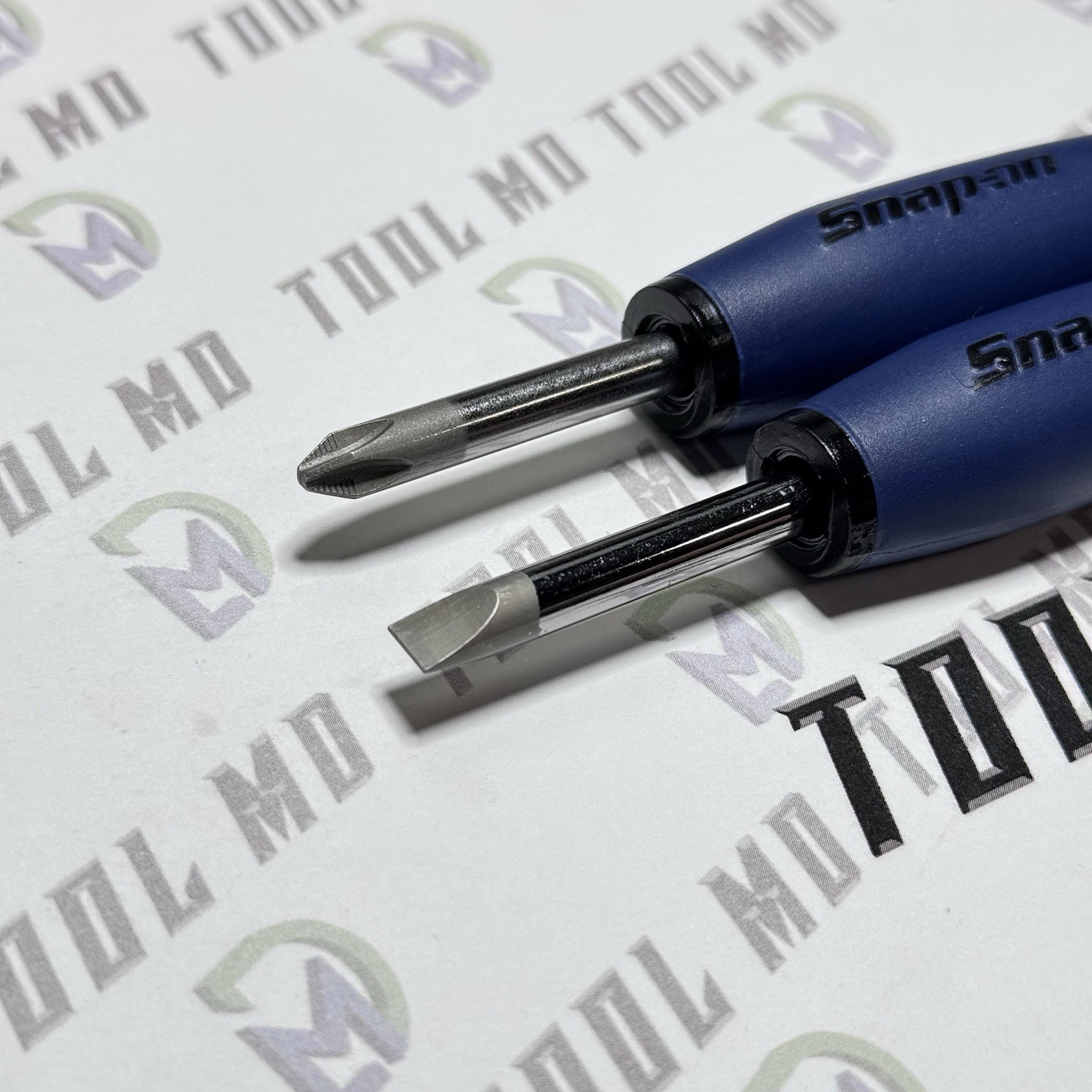 Snap-on Tools CUSTOM REVERSE POWER BLUE Ratchet Handle Stubby Screwdriver Set