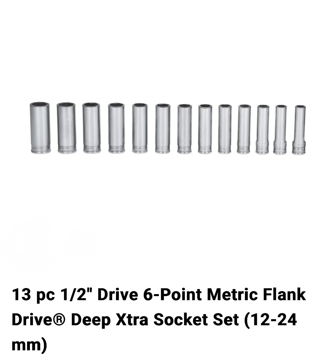Snap on 313YTSMY 13pc 1/2″ Extra Deep Socket Set 12-24mm Flank Drive Xtra