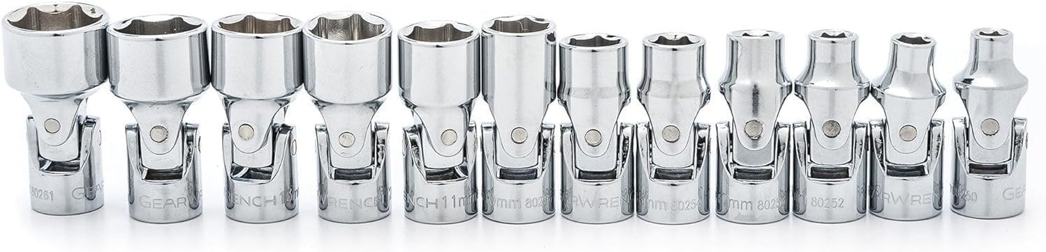 GEARWRENCH 80311 – 12 Pc. 1/4″ Drive 6 Pt. Flex Socket Set, Metric
