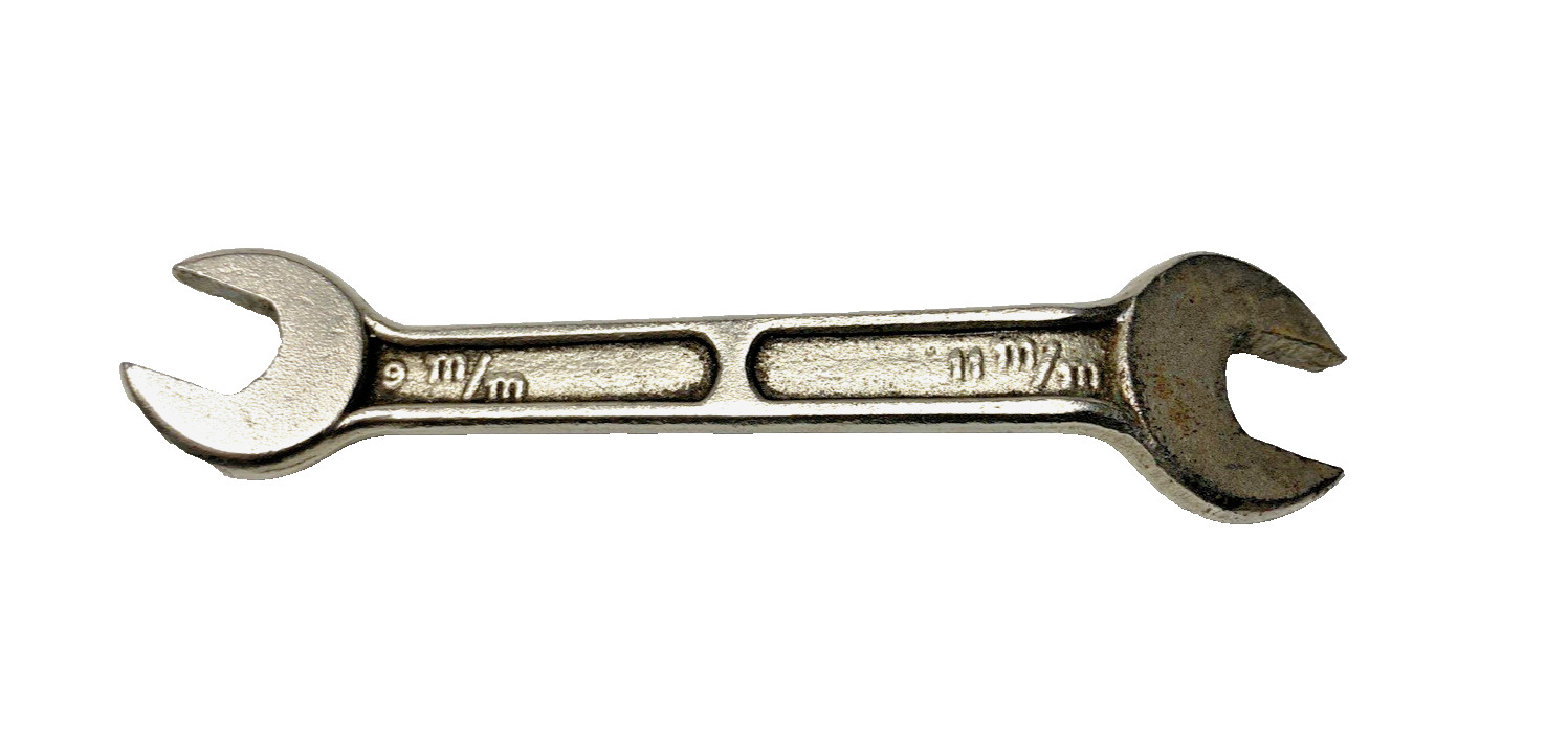 Vtg Bridgeport Hybar USA 3/8″ X 7/16″ & 9mm X 11 mm Open End Wrench SAE/ Metric