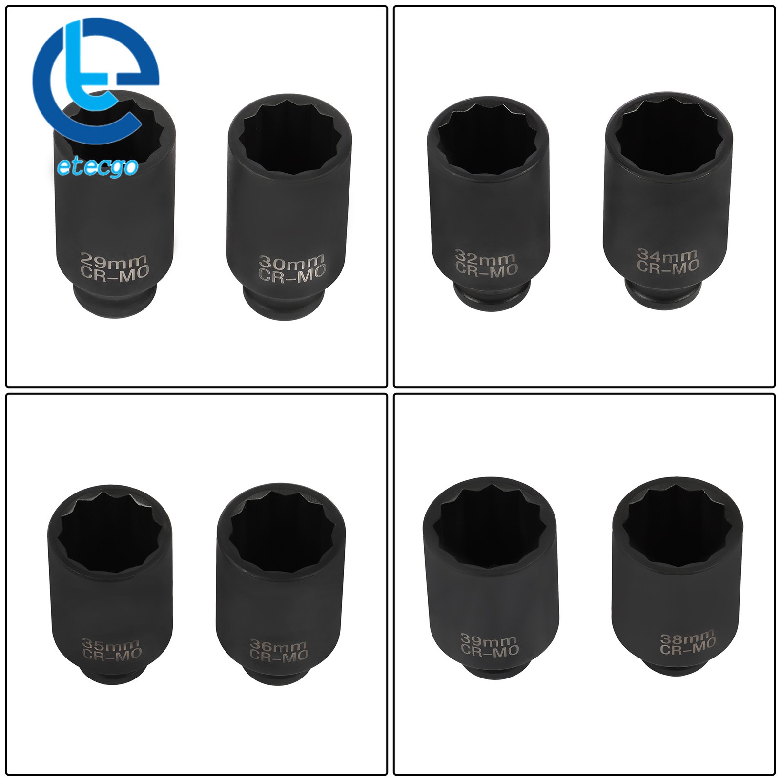 1 Set 1/2″ Drive Deep Spindle Axle Nut Impact Socket Set 8PCS 2 Point