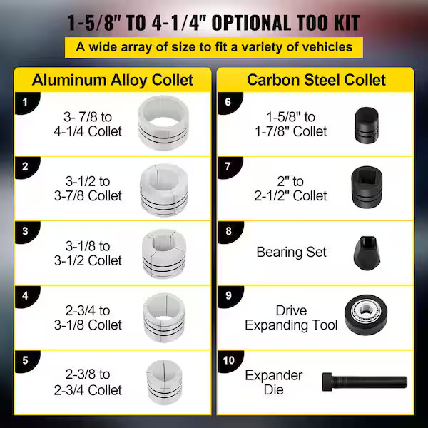 Exhaust Pipe Stretcher Kit 1-5/8 in. to 4-1/4 in. Exhaust Pipe Expander Kit 7 Pc