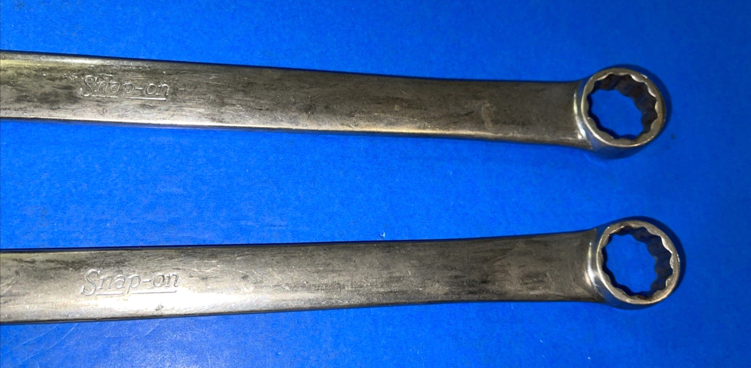 SNAP-ON TOOLS 2 PIECE SAE. EXTRA LONG COMBINATION WRENCHES 7/8 & 15/16