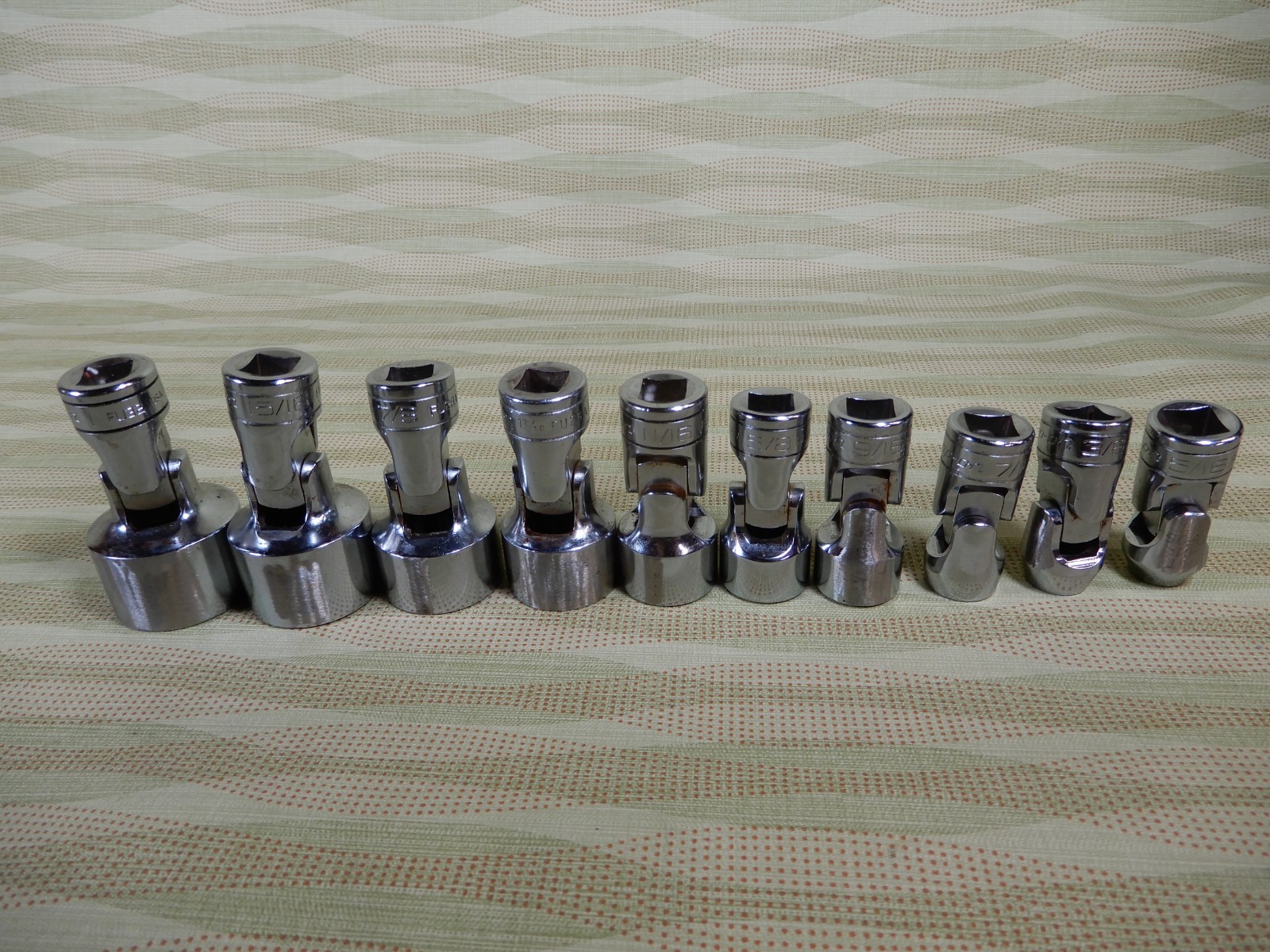 Snap-On Swivel End Socket Set 3/8 Drive 10 Pieces Great Condition VX