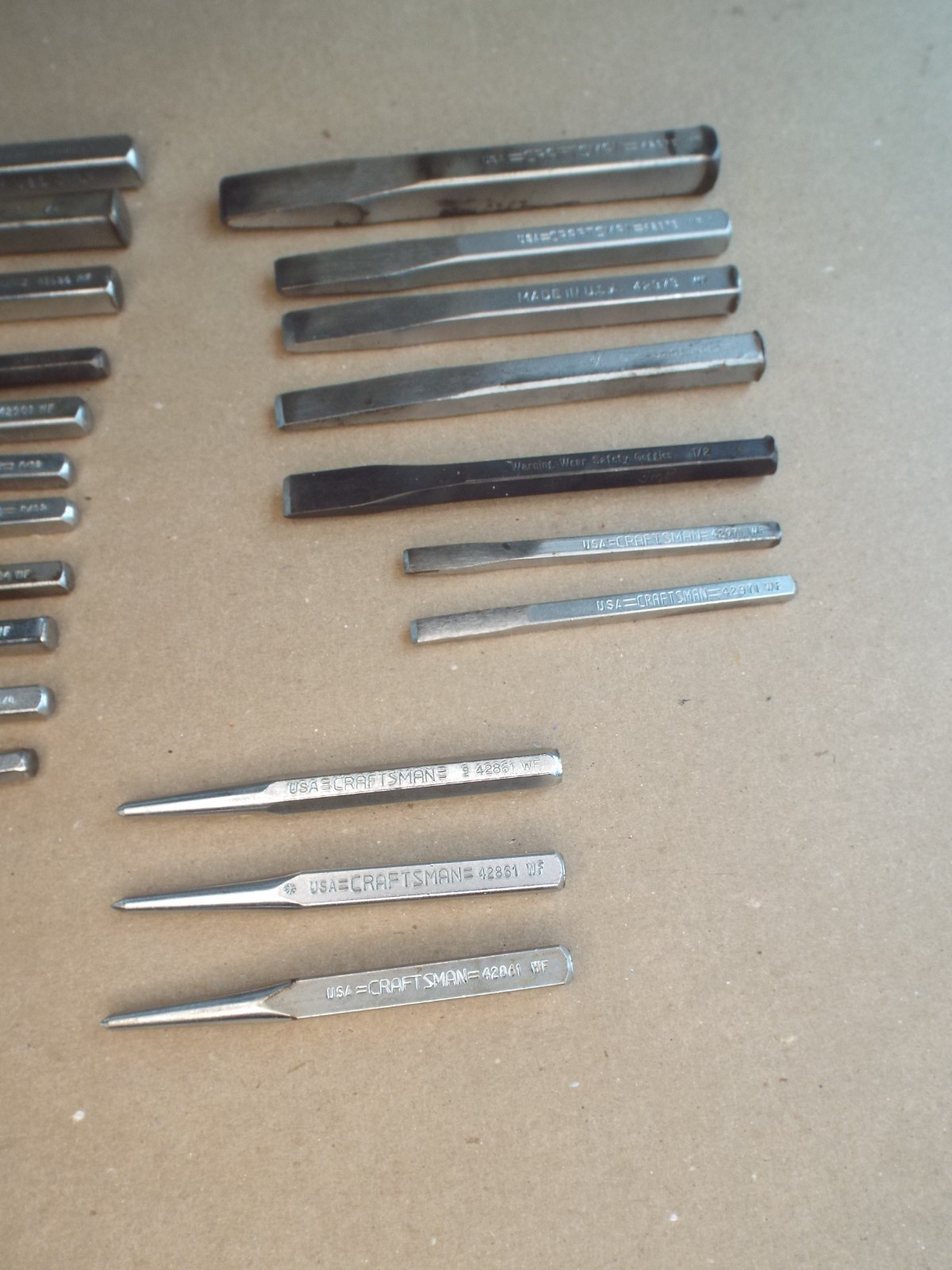 VTG 22 Pc Craftsman Chisel, Punch, Pin Punch Lot USA for Parts / Repair – (Read)