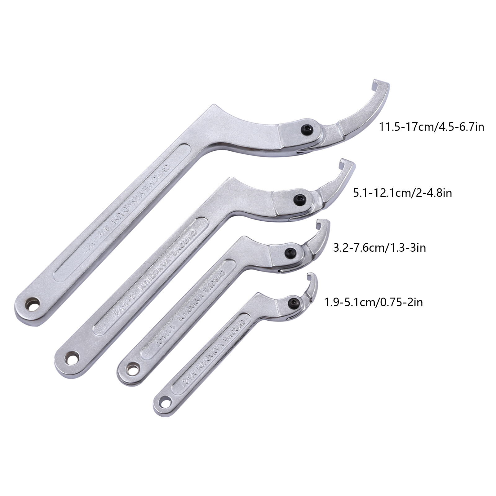 4pcs Adjustable Hook & C Pin Spanner Wrench Set Tighten Removing Nut Wrench New