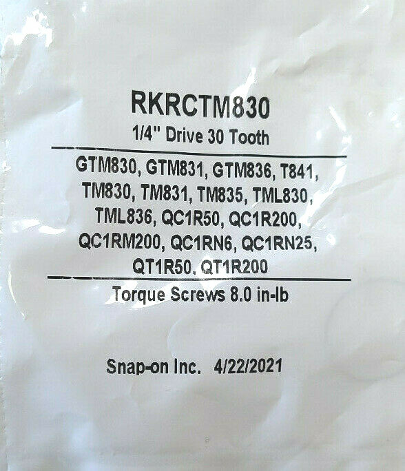 Snap-On ™ Tools Ratchet Repair Kit RKRCTM830 TM830 GTM830 1/4″ Drive 30 Tooth