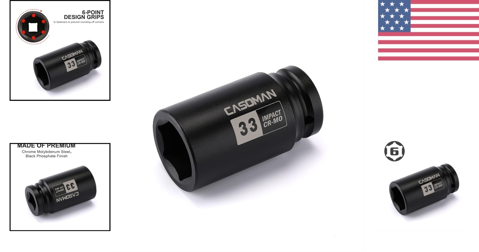33mm 6-Point Impact Socket – 3/4″ Drive with Corrosion Resistance