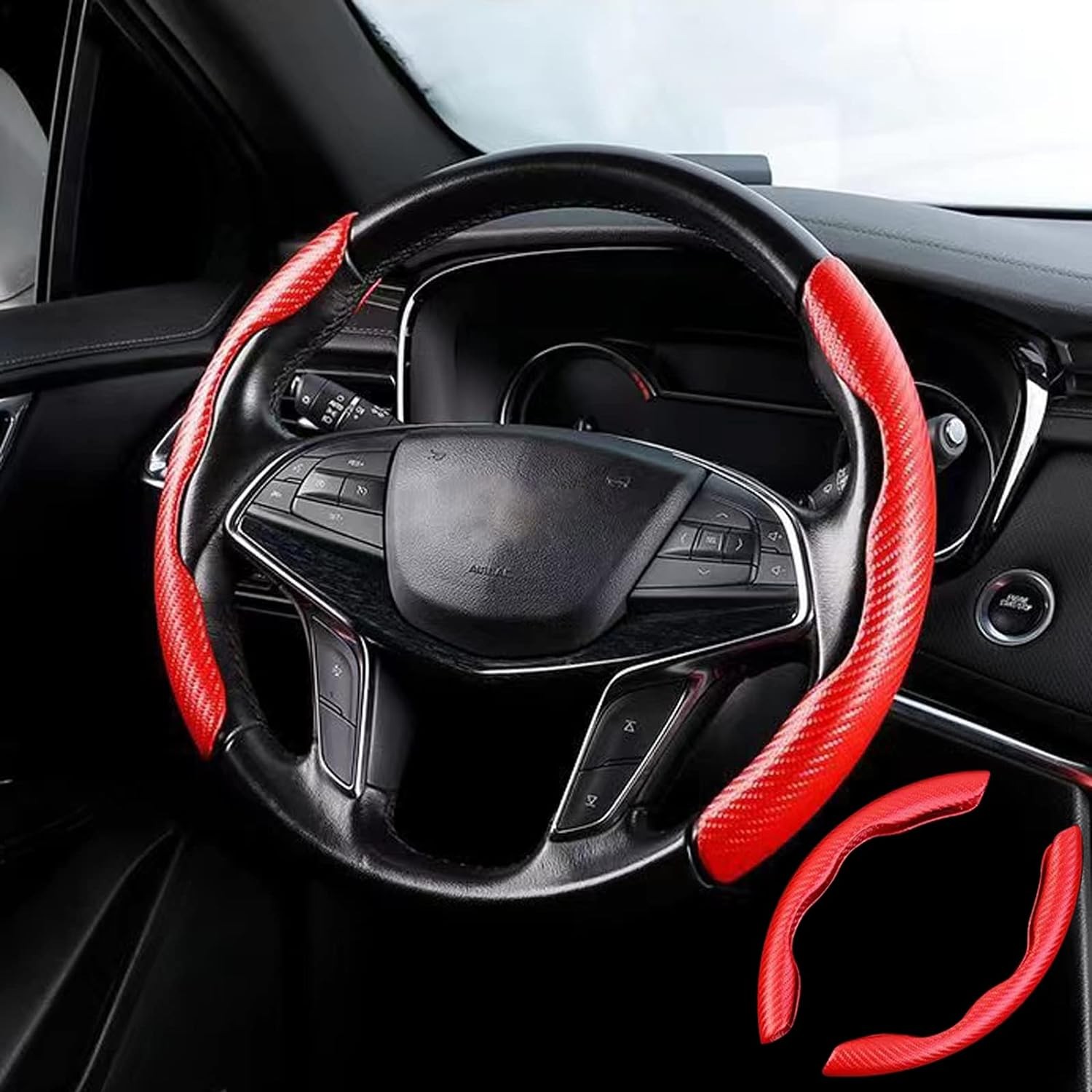 4× Car Seat Belt Liner Covers & Armrest Pad & Steering wheel Cover Auto Set US