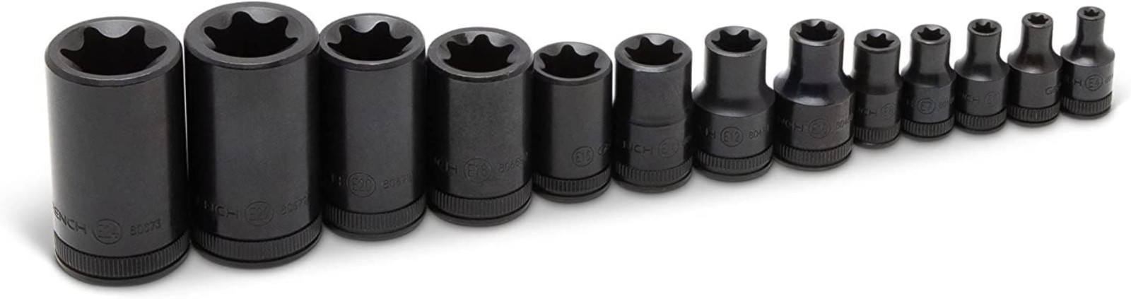 Durable 13-Piece E-Torx Socket Set with Black Oxide Finish & Heat Treatment