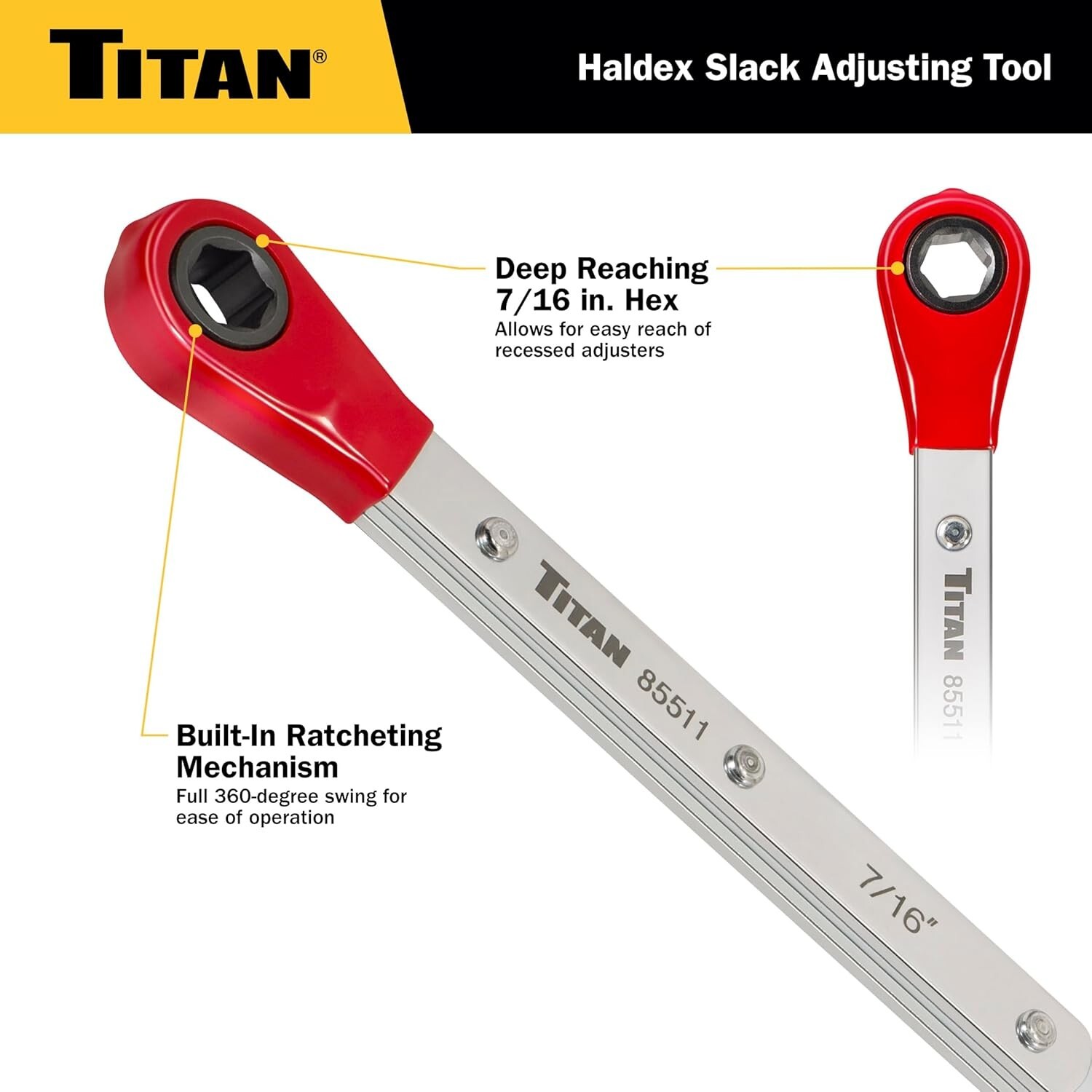 Titan 85511 Heavy Duty Truck 7/16″ XL Haldex Air Brake Slack Adjuster Wrench