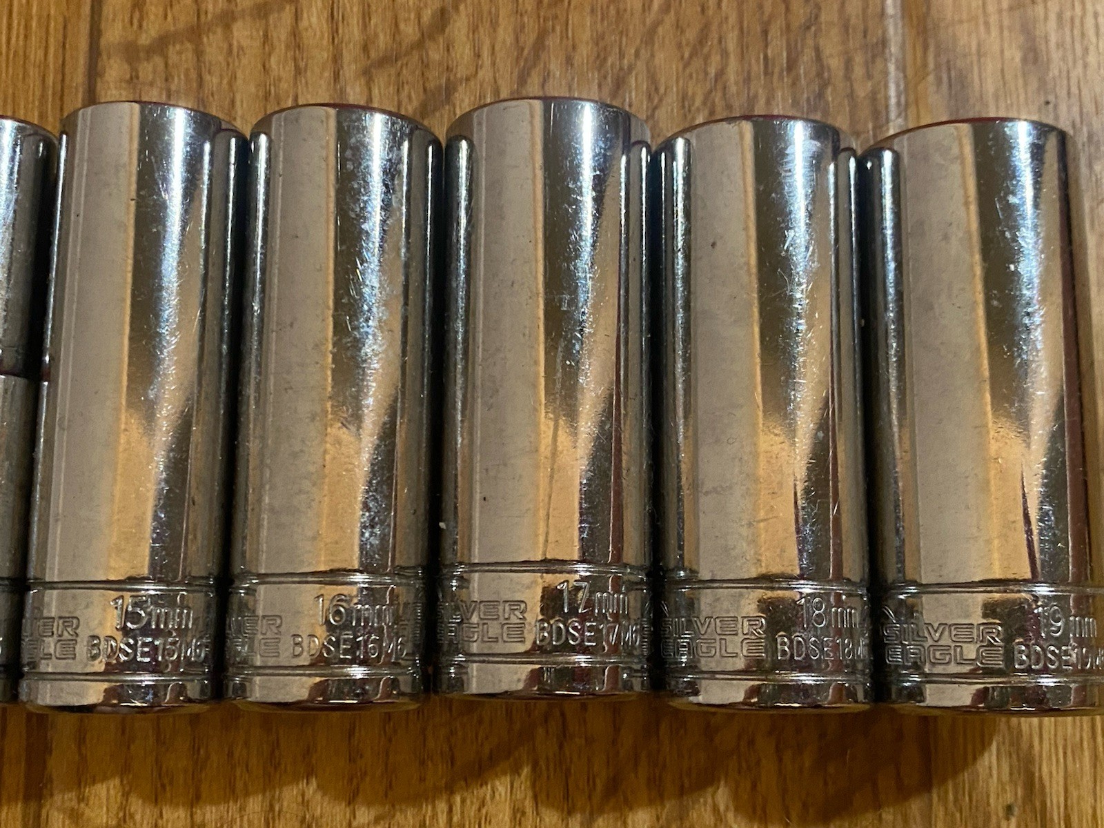 MATCO Tools Silver Eagle Chrome Metric 6 Pt. Deep Socket Set BDSE 6-10 15-19mm