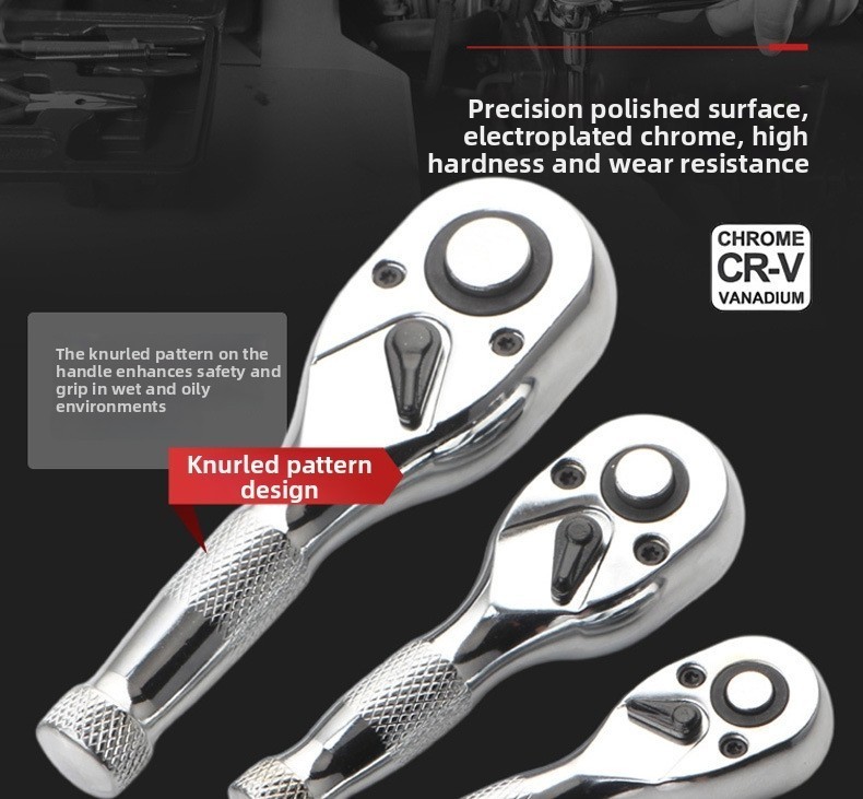 Short Handle 72 Tooth Ratchet Wrench Set with Quick Release Socket System