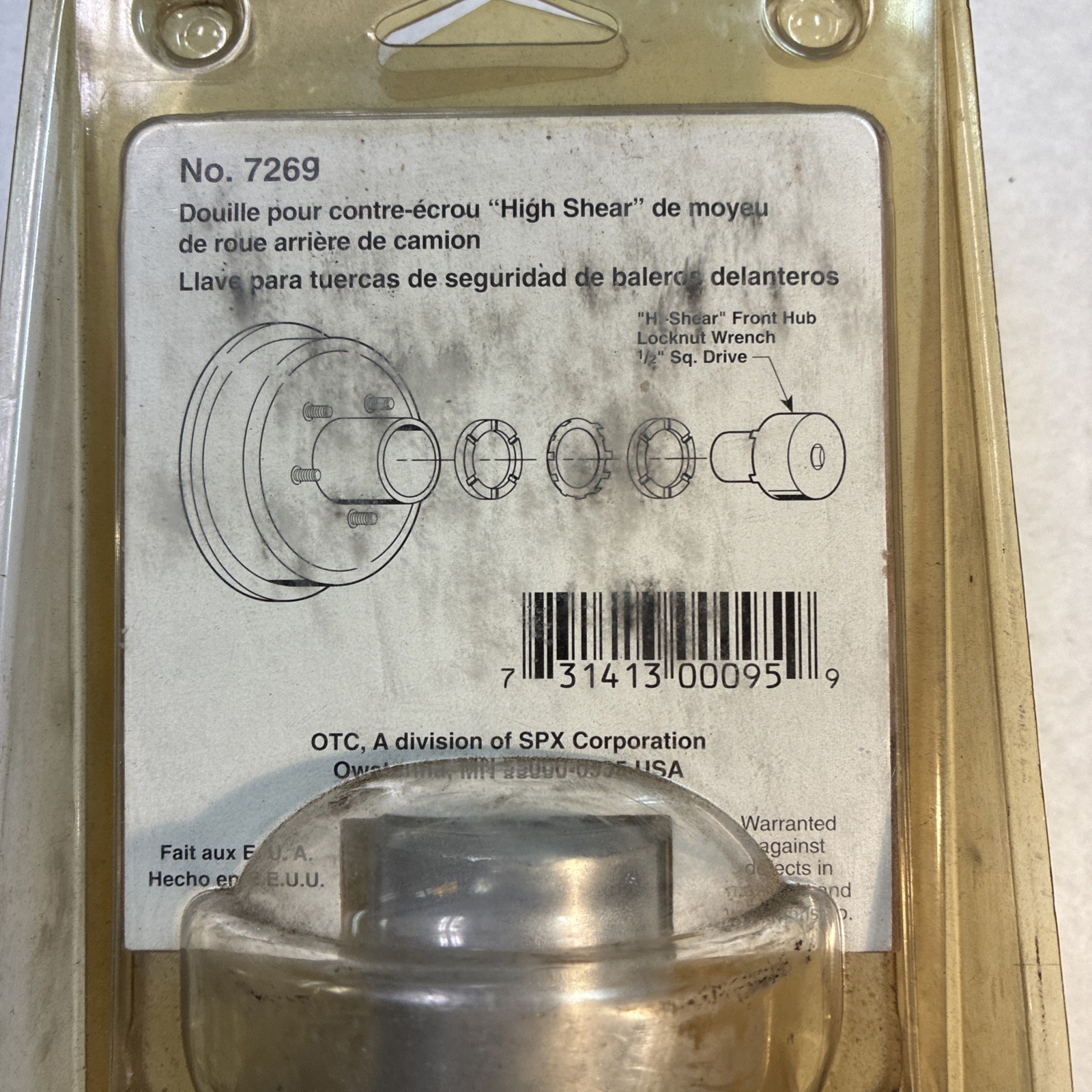 OTC 4-lug Socket Hi-shear Rear Hub Locknut Socket. No. 7269