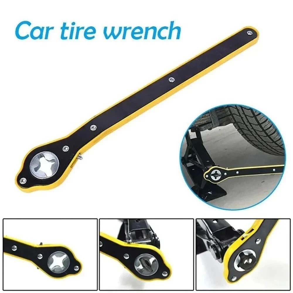 Labor-Saving Car Scissor Jack Ratchet Wrench Tire Wheel Lug Wrench Tool US