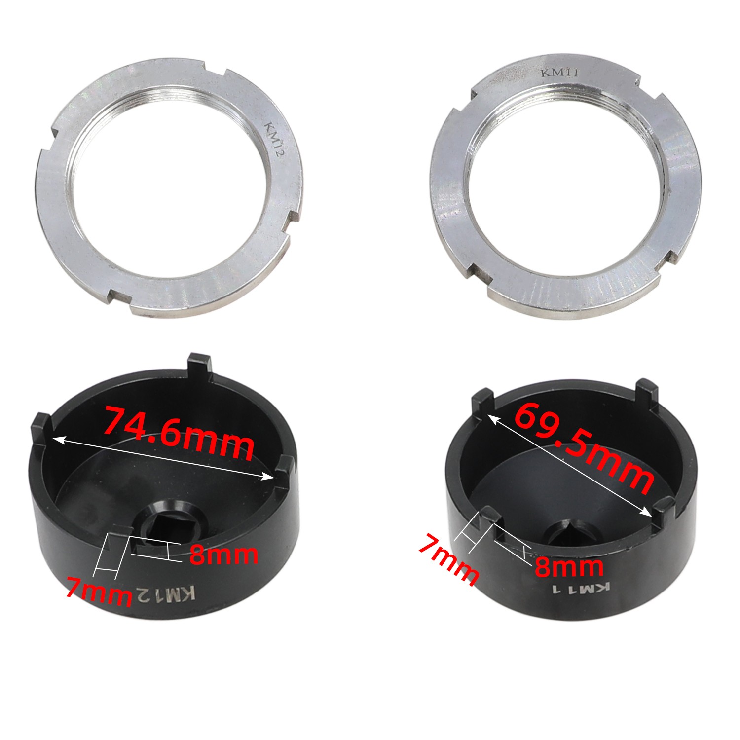 13pc Spindle Nut Socket Set 1/2” Drive KM Groove Locknut Hub Removal Tool Kit