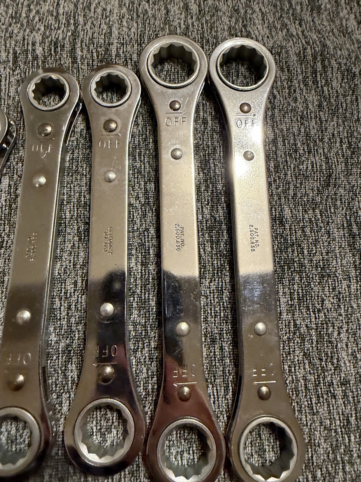 Vintage Challenger 7 Piece SAE Ratcheting Box End Wrench Set With Pouch