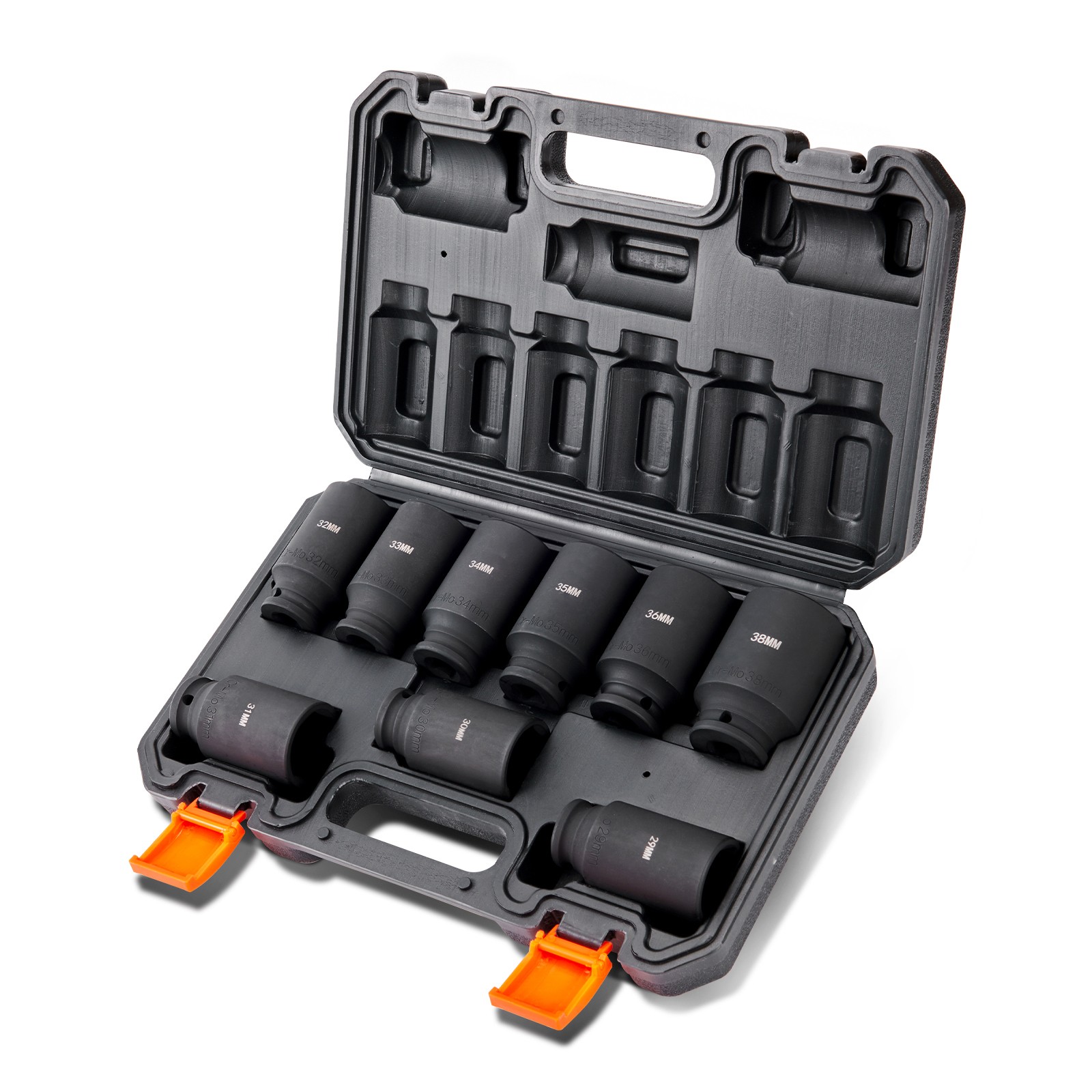 Impact Sockets Set 9pcs 6-Point 1/2in Metric Drive Bit Ratchet Tool Kit 29-38mm