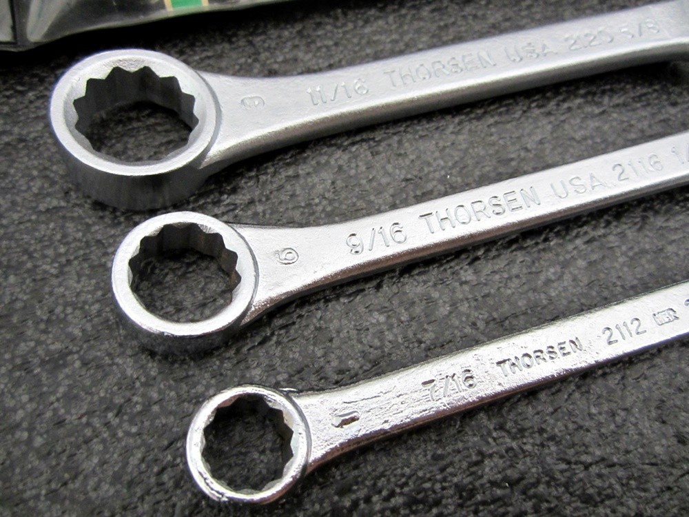 Vintage Thorsen 3pc SAE Short Box End Wrench Set PB-3 Made in USA