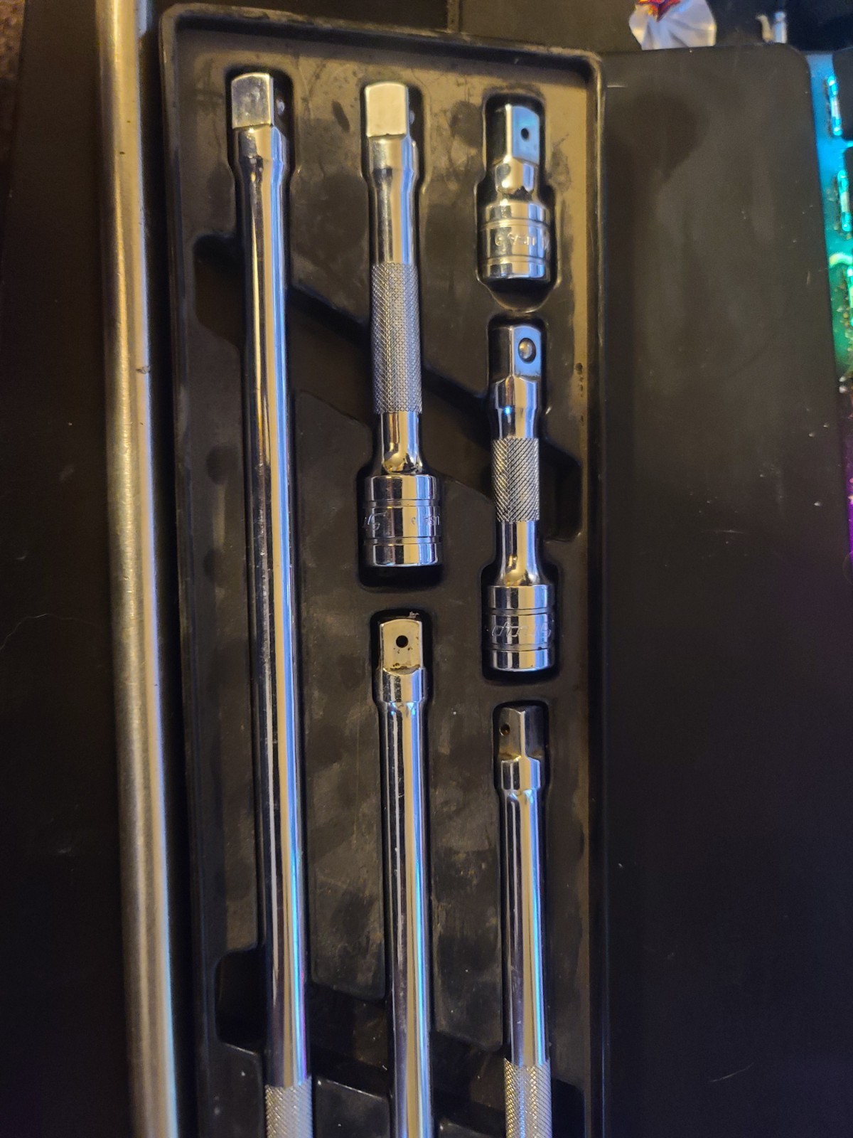 Snap On 6pc 3/8 Drive knurled Extension Set With One Extra Fx18 Inch